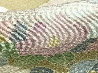 平和屋着物▽訪問着 単衣 草花文 正絹 逸品 AABC0484fy
