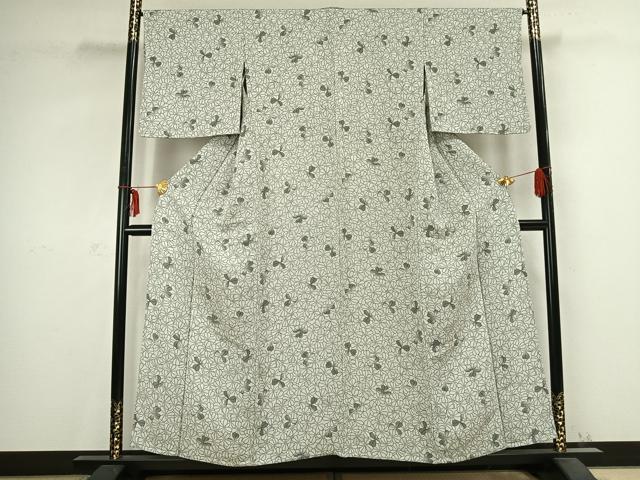 平和屋着物▽上質な小紋 単衣 お召地 花尽くし 正絹 逸品 AABC0486fy