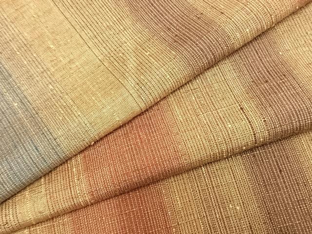 平和屋着物▽上質な紬 単衣 間道 正絹 逸品 AABC0487fy