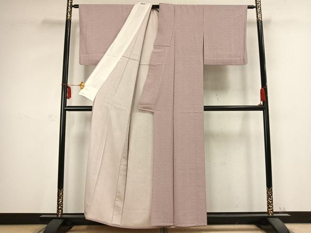 平和屋着物▽上質な小紋　単衣　花唐草文　正絹　逸品　AABC0488fy