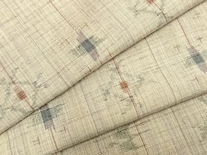 平和屋着物▽上質な紬 単衣 絣柄 正絹 逸品 AABC0489fy