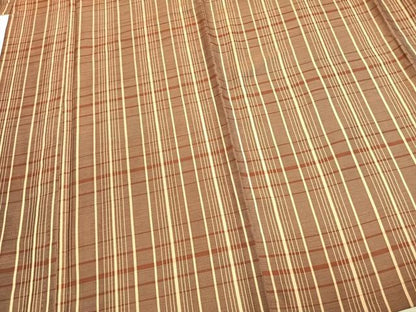 平和屋着物▽上質な紬 単衣 格子 正絹 逸品 AABC0490fy