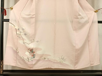 平和屋着物▽訪問着 単衣 花鳥文 正絹 逸品 AABC0492fy
