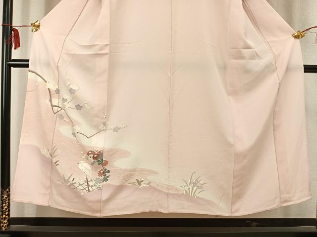 平和屋着物▽訪問着 単衣 花鳥文 正絹 逸品 AABC0492fy