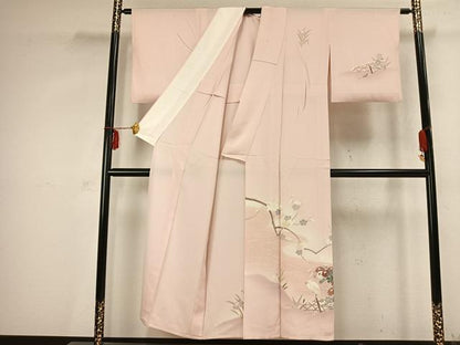 平和屋着物▽訪問着 単衣 花鳥文 正絹 逸品 AABC0492fy