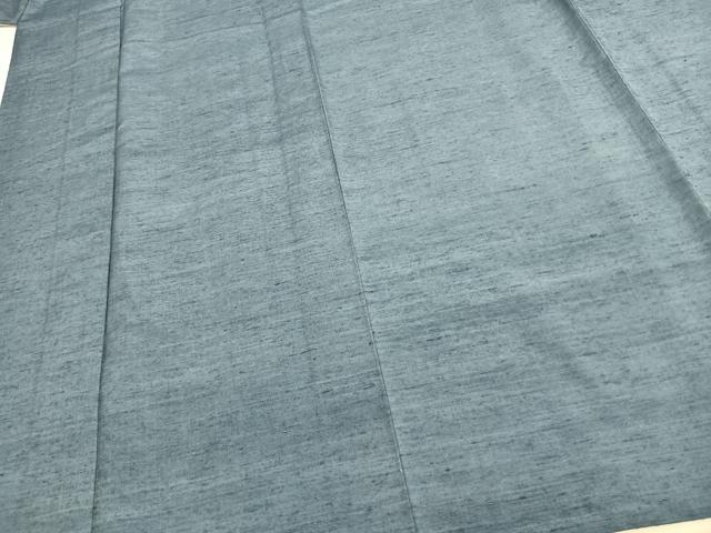 平和屋着物▽上質な紬 単衣 色無地 紺鼠色 正絹 逸品 AABC0494fy