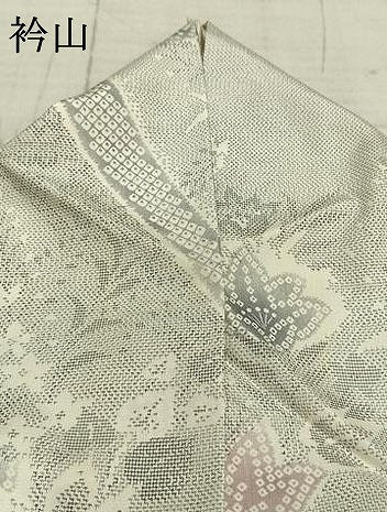平和屋着物▽本場大島紬 白大島 単衣 9マルキ 草花文 正絹 逸品 AABC0496fy