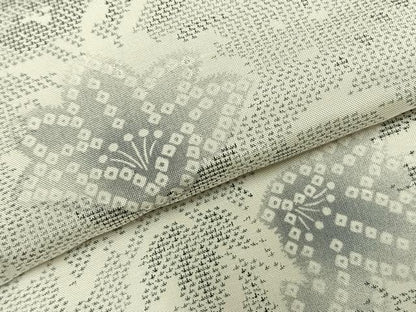 平和屋着物▽本場大島紬 白大島 単衣 9マルキ 草花文 正絹 逸品 AABC0496fy