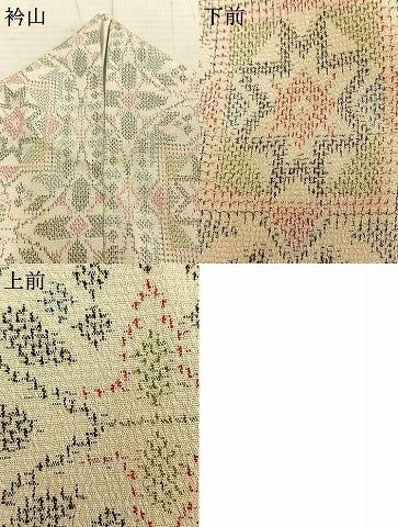 平和屋着物▽本塩沢 単衣 吉祥花文 正絹 逸品 AABC0500fy