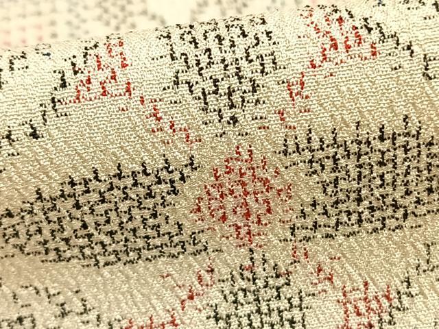 平和屋着物▽本塩沢 単衣 吉祥花文 正絹 逸品 AABC0500fy