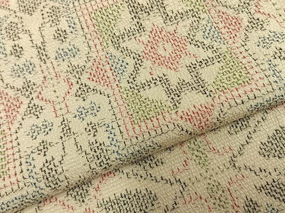 平和屋着物▽本塩沢 単衣 吉祥花文 正絹 逸品 AABC0500fy