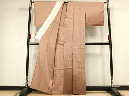 平和屋着物▽訪問着　単衣　刺繍　露芝文　金彩　正絹　逸品　AABC0501fy