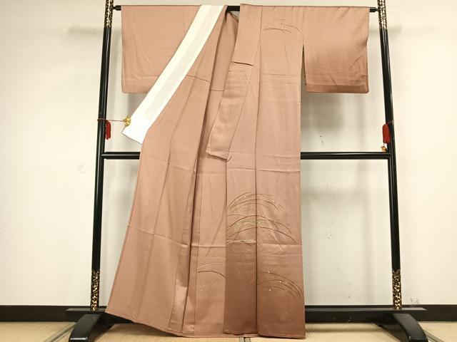 平和屋着物▽訪問着　単衣　刺繍　露芝文　金彩　正絹　逸品　AABC0501fy