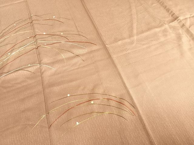 平和屋着物▽訪問着　単衣　刺繍　露芝文　金彩　正絹　逸品　AABC0501fy