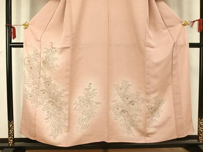 平和屋着物▽訪問着 単衣 手描き 草花文 暈し染め 正絹 逸品 AABC0507fy