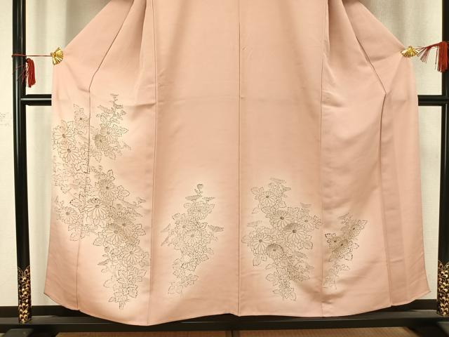 平和屋着物▽訪問着 単衣 手描き 草花文 暈し染め 正絹 逸品 AABC0507fy