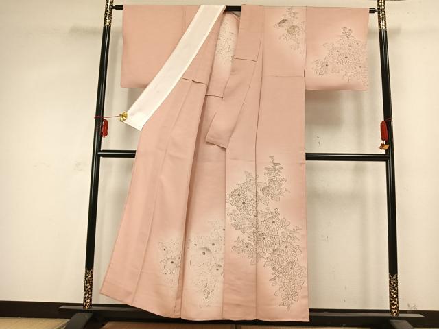 平和屋着物▽訪問着 単衣 手描き 草花文 暈し染め 正絹 逸品 AABC0507fy
