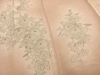 平和屋着物▽訪問着 単衣 手描き 草花文 暈し染め 正絹 逸品 AABC0507fy