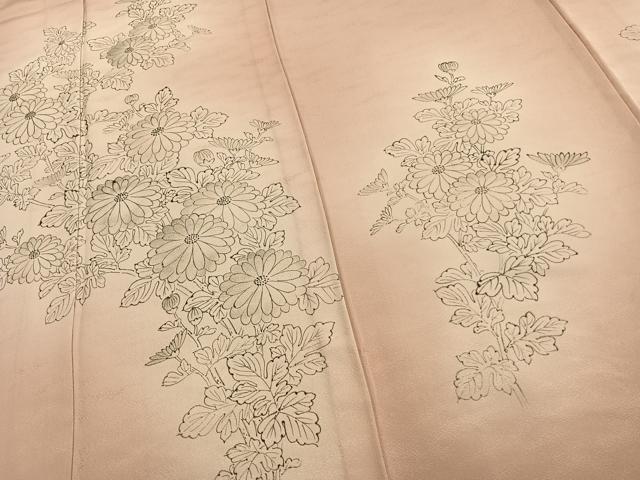 平和屋着物▽訪問着 単衣 手描き 草花文 暈し染め 正絹 逸品 AABC0507fy