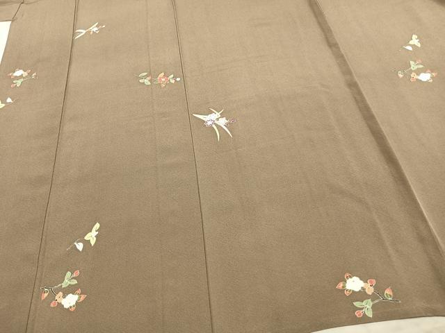 平和屋着物▽上質な小紋 単衣 枝花文 正絹 逸品 AABC0510fy
