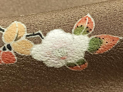 平和屋着物▽上質な小紋 単衣 枝花文 正絹 逸品 AABC0510fy