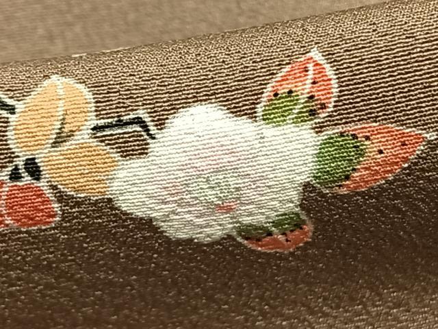 平和屋着物▽上質な小紋 単衣 枝花文 正絹 逸品 AABC0510fy