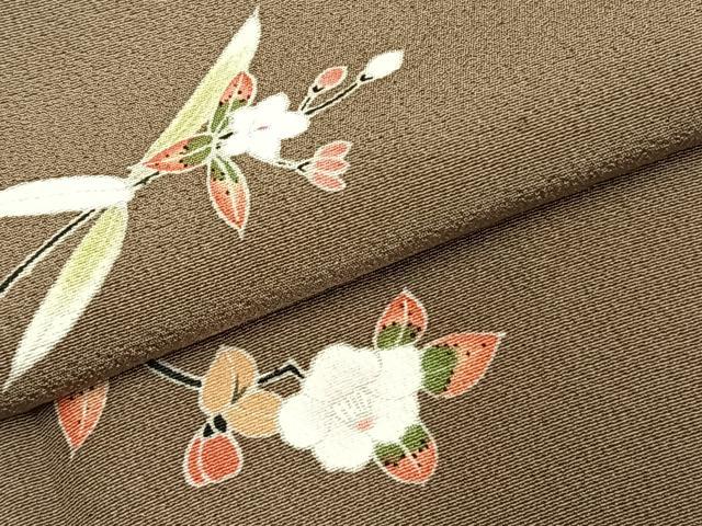 平和屋着物▽上質な小紋 単衣 枝花文 正絹 逸品 AABC0510fy