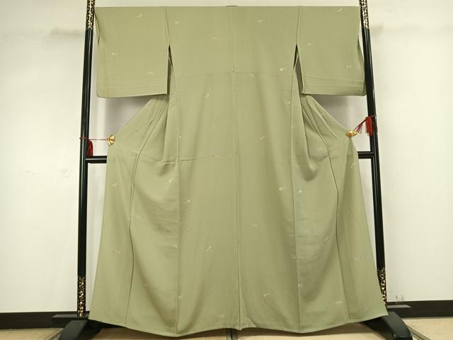 平和屋着物▽上質な小紋 単衣 枝花文 金彩 ますいわ屋扱い 正絹 逸品 AABC0511fy