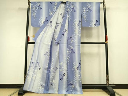 平和屋着物▽小紋 単衣 麻の葉文様 勝虫 さんび謹製 洗える着物 未使用 AABC0513fy