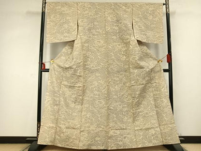 平和屋着物▽上質な紬 単衣 風景文 三越扱い 正絹 逸品 AABC0518fy