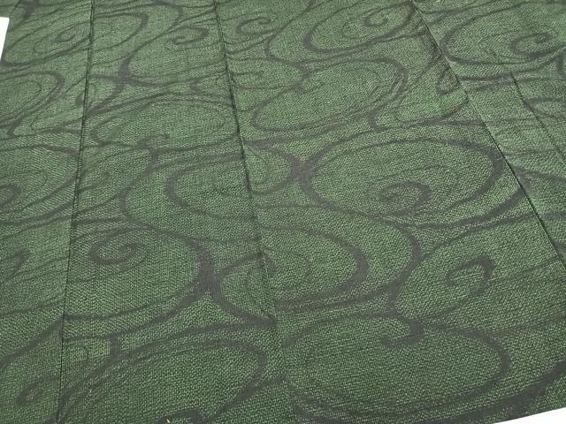 平和屋着物▽上質な紬 単衣 渦巻き文 正絹 逸品 AABC0519fy