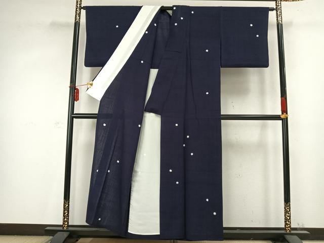 平和屋着物▽上質な紬 単衣 丸文 蛍暈し 正絹 逸品 AABC0521fy