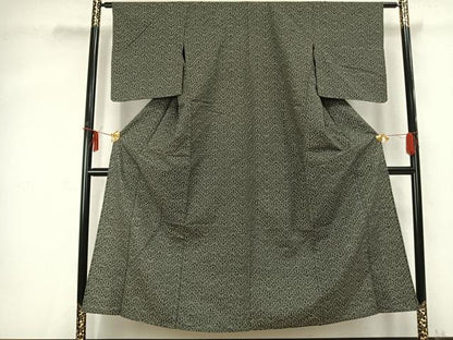平和屋着物▽上質な紬 単衣 花尽くし 正絹 逸品 AABC0522fy
