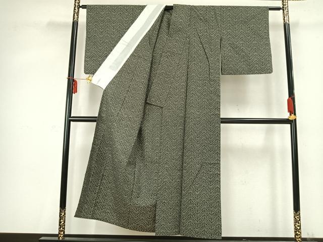 平和屋着物▽上質な紬 単衣 花尽くし 正絹 逸品 AABC0522fy