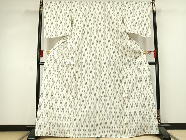 平和屋着物▽上質な紬 単衣 矢羽間道 正絹 逸品 AABC0523fy