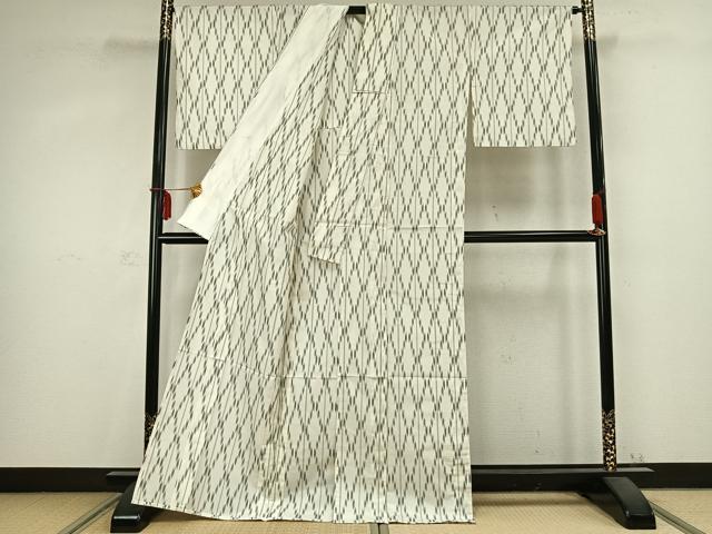 平和屋着物▽上質な紬 単衣 矢羽間道 正絹 逸品 AABC0523fy