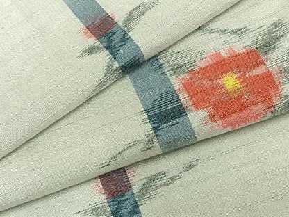 平和屋着物▽上質な紬 単衣 草花文 正絹 逸品 未使用 AABC0526fy