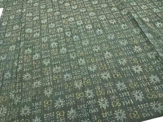 平和屋着物▽お召 単衣 幾何学文様 正絹 逸品 未使用 AABC0527fy