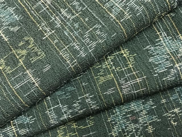 平和屋着物▽お召 単衣 幾何学文様 正絹 逸品 未使用 AABC0527fy