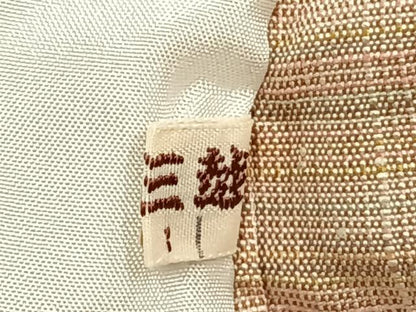 平和屋着物▽紅花紬 米沢 単衣 横縞 三越扱い 正絹 逸品 AABC0528fy