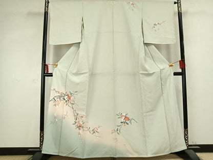 平和屋着物▽訪問着 単衣 友禅 枝花文 暈し染め 正絹 逸品 AABC0531fy