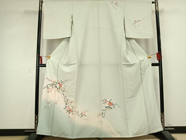 平和屋着物▽訪問着 単衣 友禅 枝花文 暈し染め 正絹 逸品 AABC0531fy