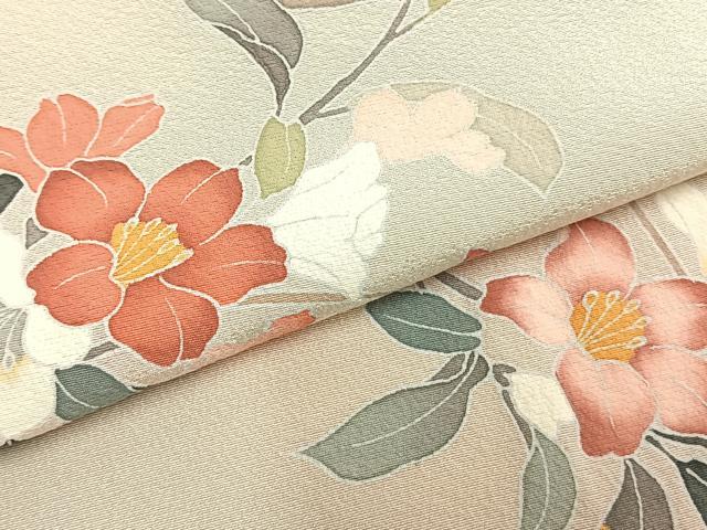 平和屋着物▽訪問着 単衣 友禅 枝花文 暈し染め 正絹 逸品 AABC0531fy