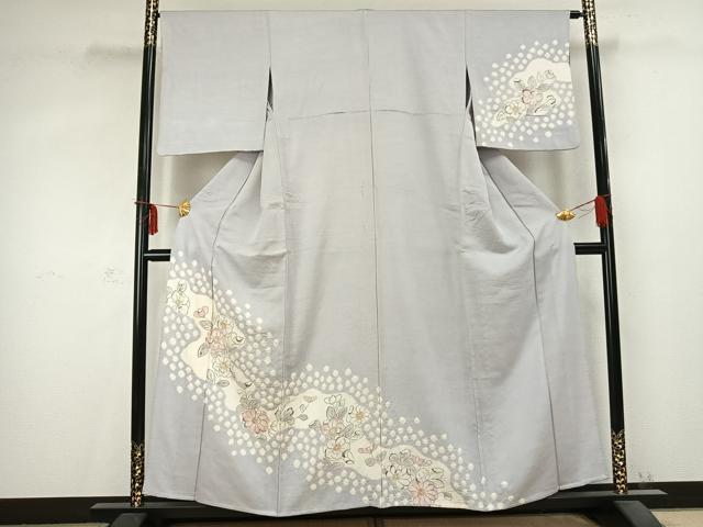 平和屋着物▽訪問着 単衣 紬地 絞り 辻が花 正絹 逸品 AABC0533fy