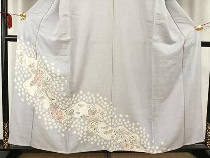 平和屋着物▽訪問着 単衣 紬地 絞り 辻が花 正絹 逸品 AABC0533fy