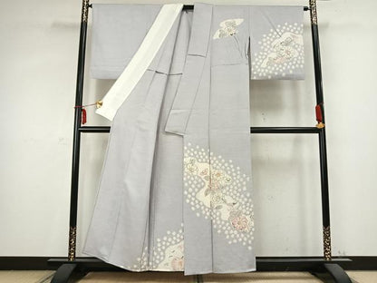 平和屋着物▽訪問着 単衣 紬地 絞り 辻が花 正絹 逸品 AABC0533fy