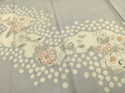平和屋着物▽訪問着 単衣 紬地 絞り 辻が花 正絹 逸品 AABC0533fy