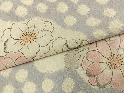 平和屋着物▽訪問着 単衣 紬地 絞り 辻が花 正絹 逸品 AABC0533fy