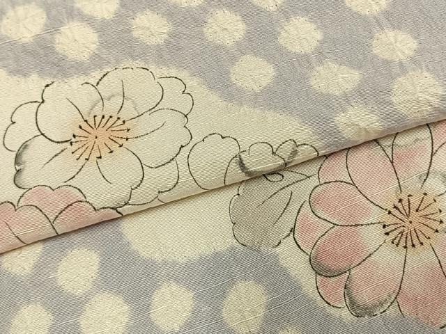 平和屋着物▽訪問着 単衣 紬地 絞り 辻が花 正絹 逸品 AABC0533fy
