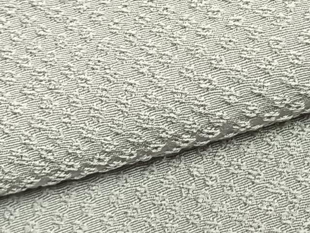 平和屋着物▽上質な色無地　単衣　鹿の子地紋　白鼠色　正絹　逸品　AABC0534fy